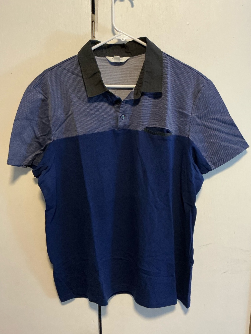 Calvin Klein Navy Two-Tone Polo with Black Collar
